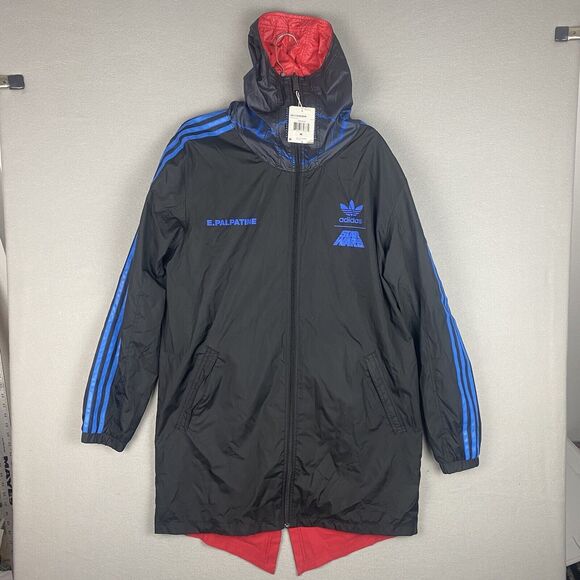 Adidas Star Wars Jacket Rain Windbreaker Palpatine Reversible Rain Parka Medium - Picture 1 of 10